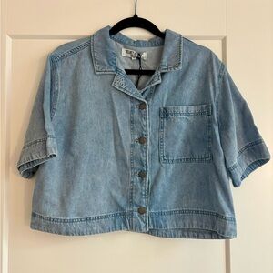 Short Sleeve Denim Button Down Shirt